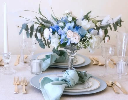 The Enchantment of a 'Something Blue' Wedding Tablescape with Fineline Settings